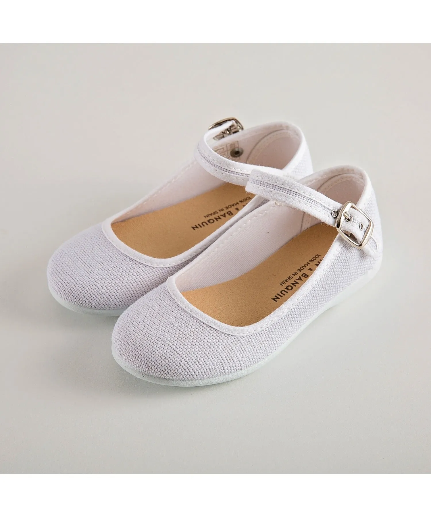 Linen Flower Girl Shoes - White