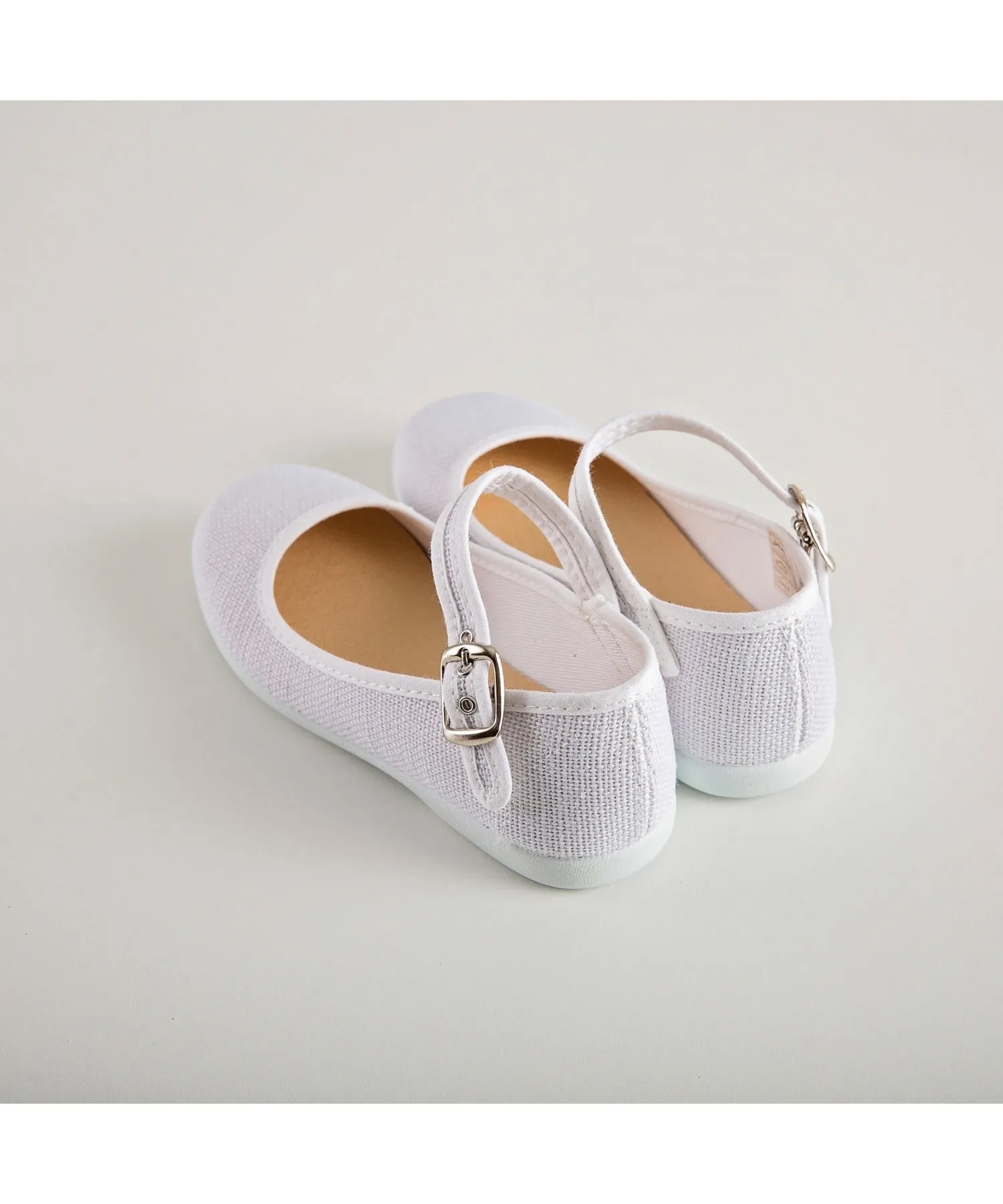 Linen Flower Girl Shoes - White