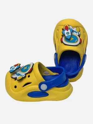 Little Surprise Box Yellow spinning rocket Slip on Clogs/Footwear for Toddlers & Kids