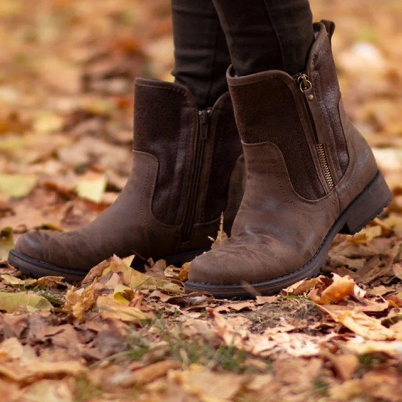 Low Heel Plus Size Womens Mid-Calf Boots