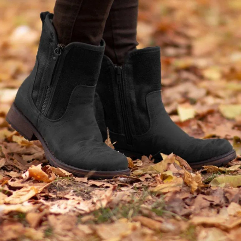 Low Heel Plus Size Womens Mid-Calf Boots