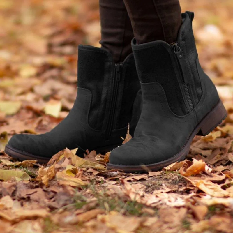 Low Heel Plus Size Womens Mid-Calf Boots