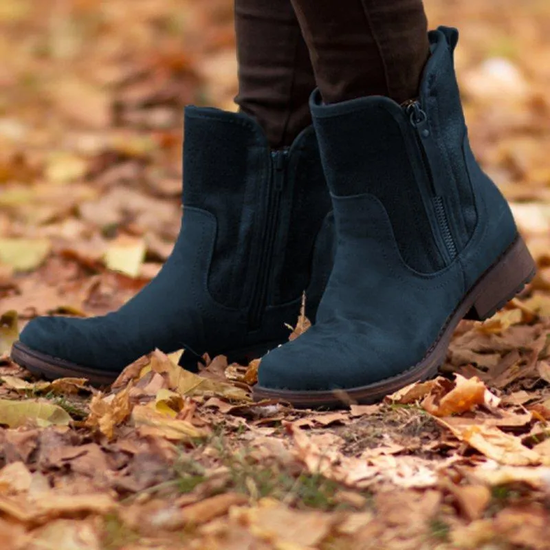 Low Heel Plus Size Womens Mid-Calf Boots