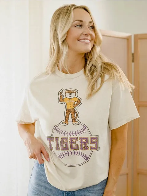 LSU Tigers Women's Mascot Baseball Thrifted Graphic