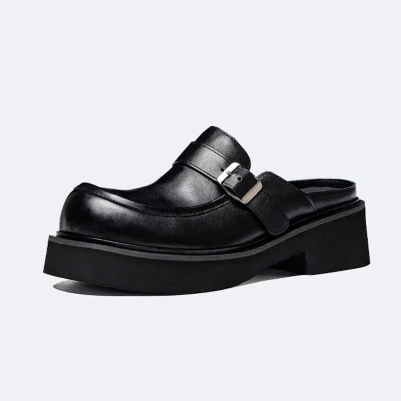 LuxePlatform Velcro Leather Sandals