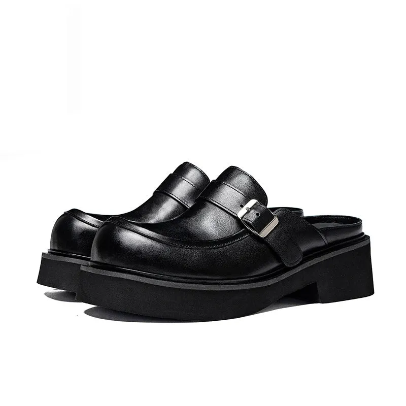 LuxePlatform Velcro Leather Sandals