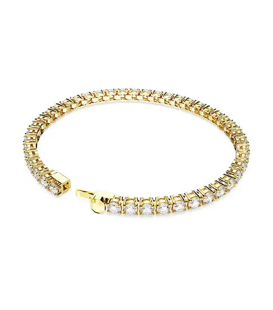 Matrix Tennis Bracelet S Round Cut, White, Gold-Tone Plated White