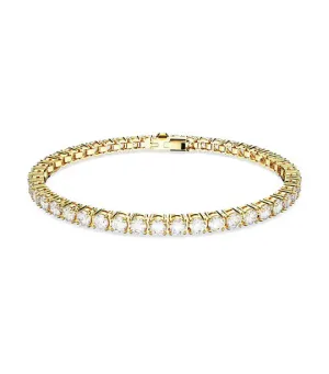 Matrix Tennis Bracelet S Round Cut, White, Gold-Tone Plated White