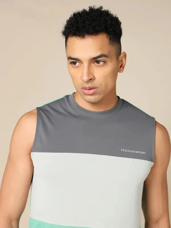 Men Colorblock Slim Fit Crew Neck Innerwear Vest with TECHNO COOL 