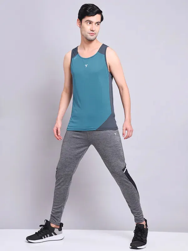 Men Colorblock Slim Fit Scoop Neck Innerwear Vest with TECHNO COOL 