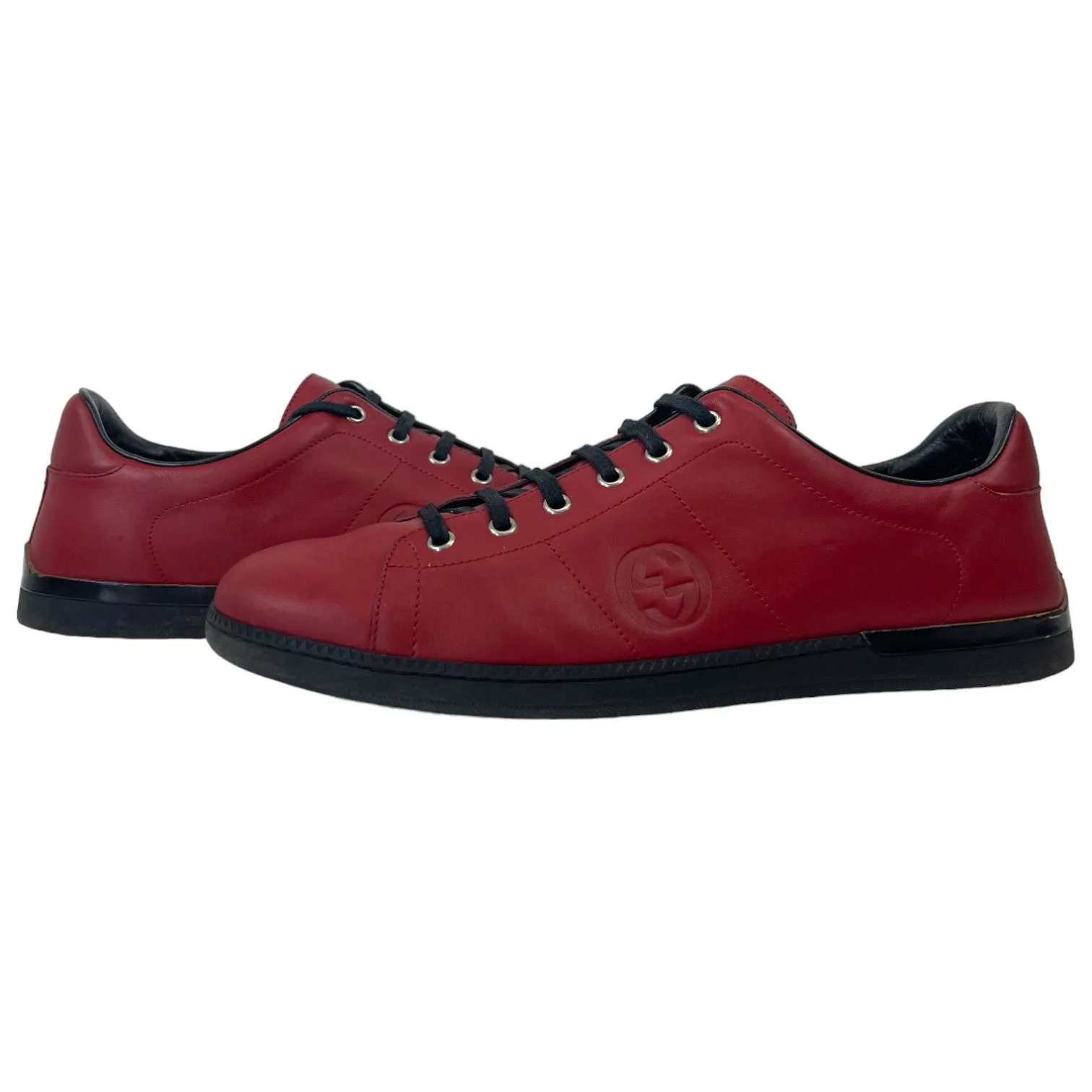 Men's Embossed Logo Low Trainers Red Size EU 44 / UK 10