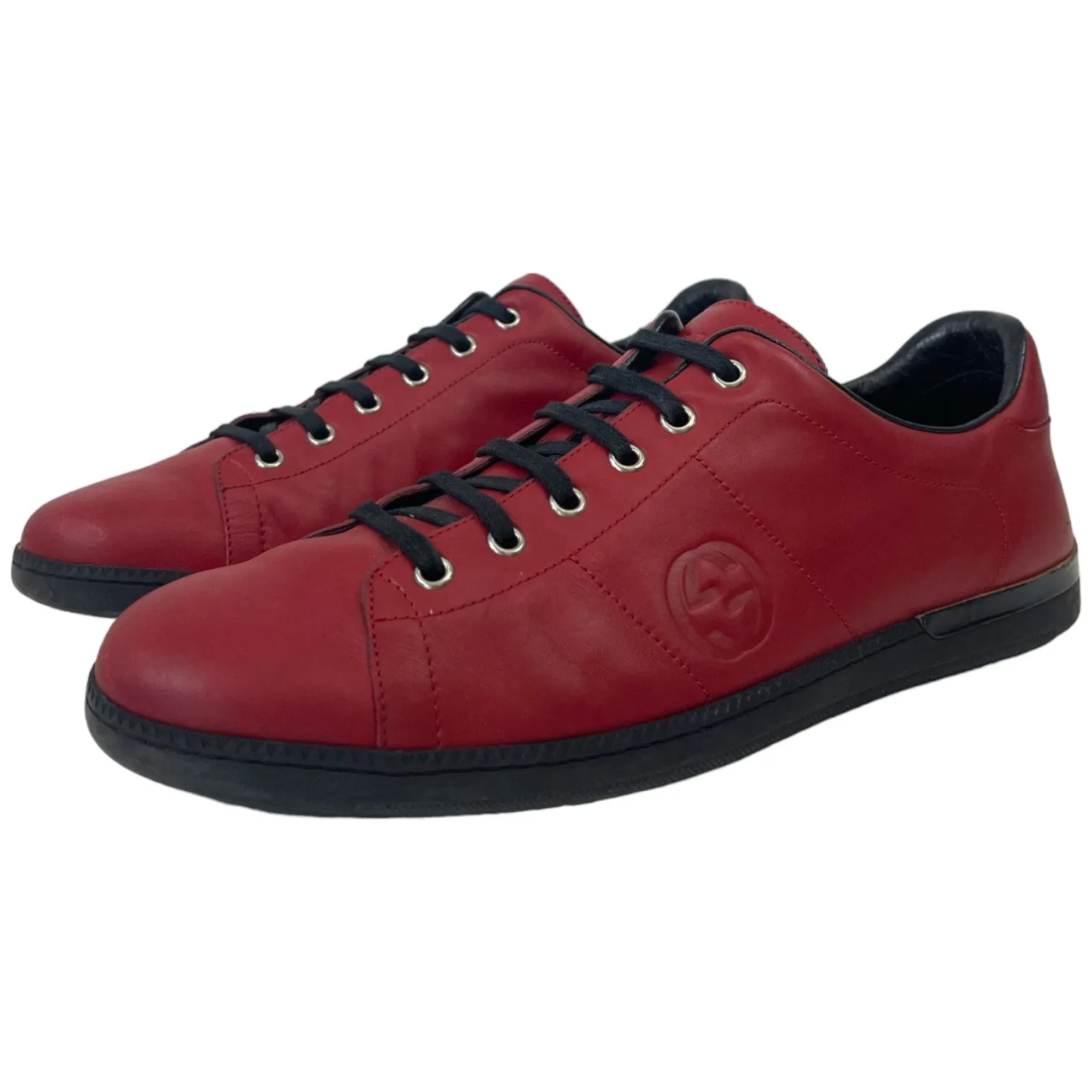 Men's Embossed Logo Low Trainers Red Size EU 44 / UK 10