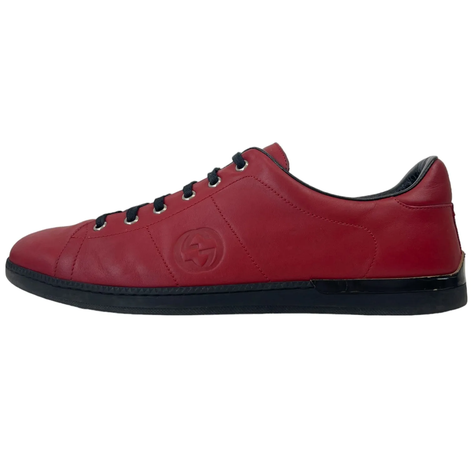 Men's Embossed Logo Low Trainers Red Size EU 44 / UK 10