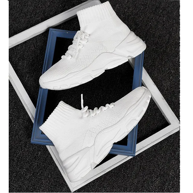 Men's High Top Lace-Up Front Sock Light Sneakers