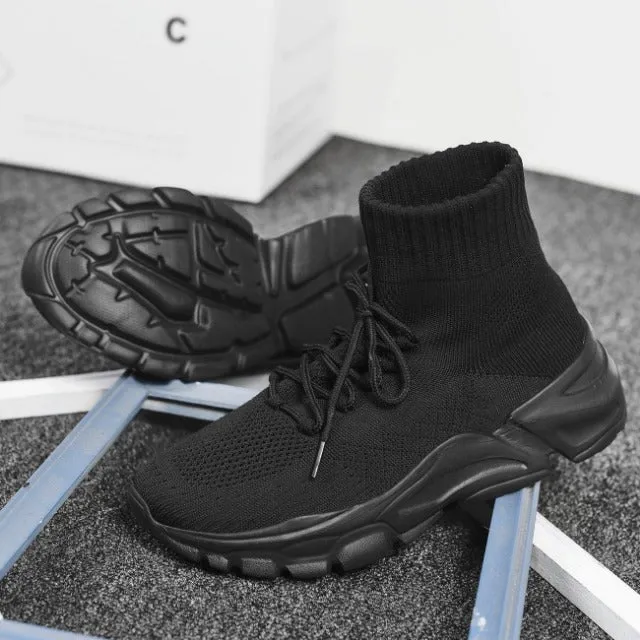 Men's High Top Lace-Up Front Sock Light Sneakers