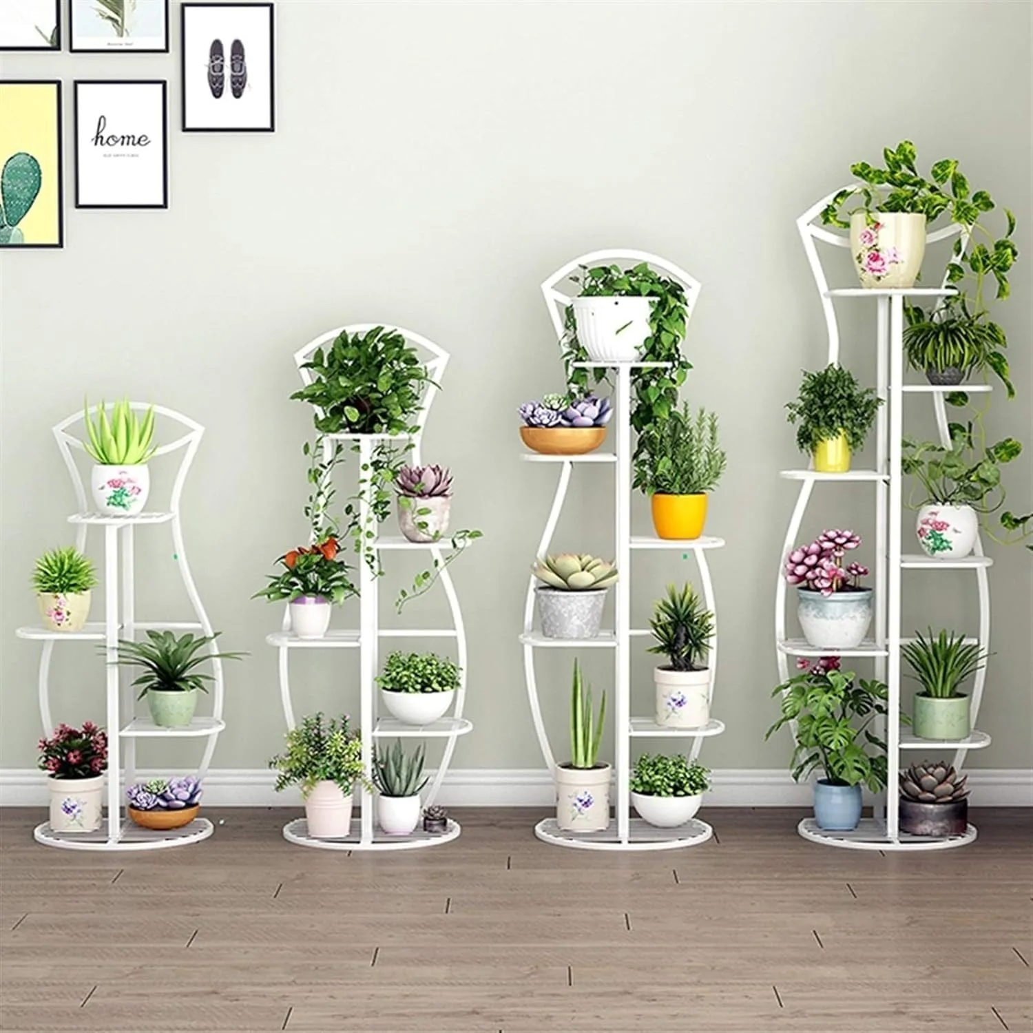 MetalTouch Stand Flower Pot Holder 6 Tier Flower Stand Iron Flower Base Planter Stand Plant Pot Rack Garden Rack Indoor Outdoor Balcony Garden (White)