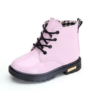 Mini Doc Boots - Patent Leather Toddler Boots , Baby Pink