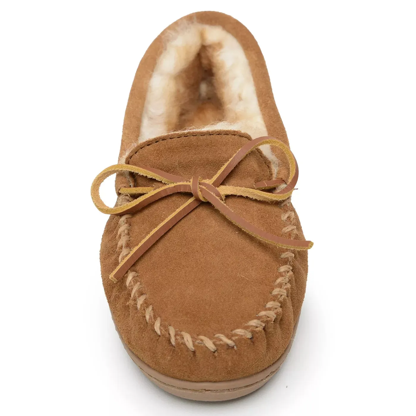 'Minnetonka' Men's Sheepskin Hardsole Moc Slipper - Tan