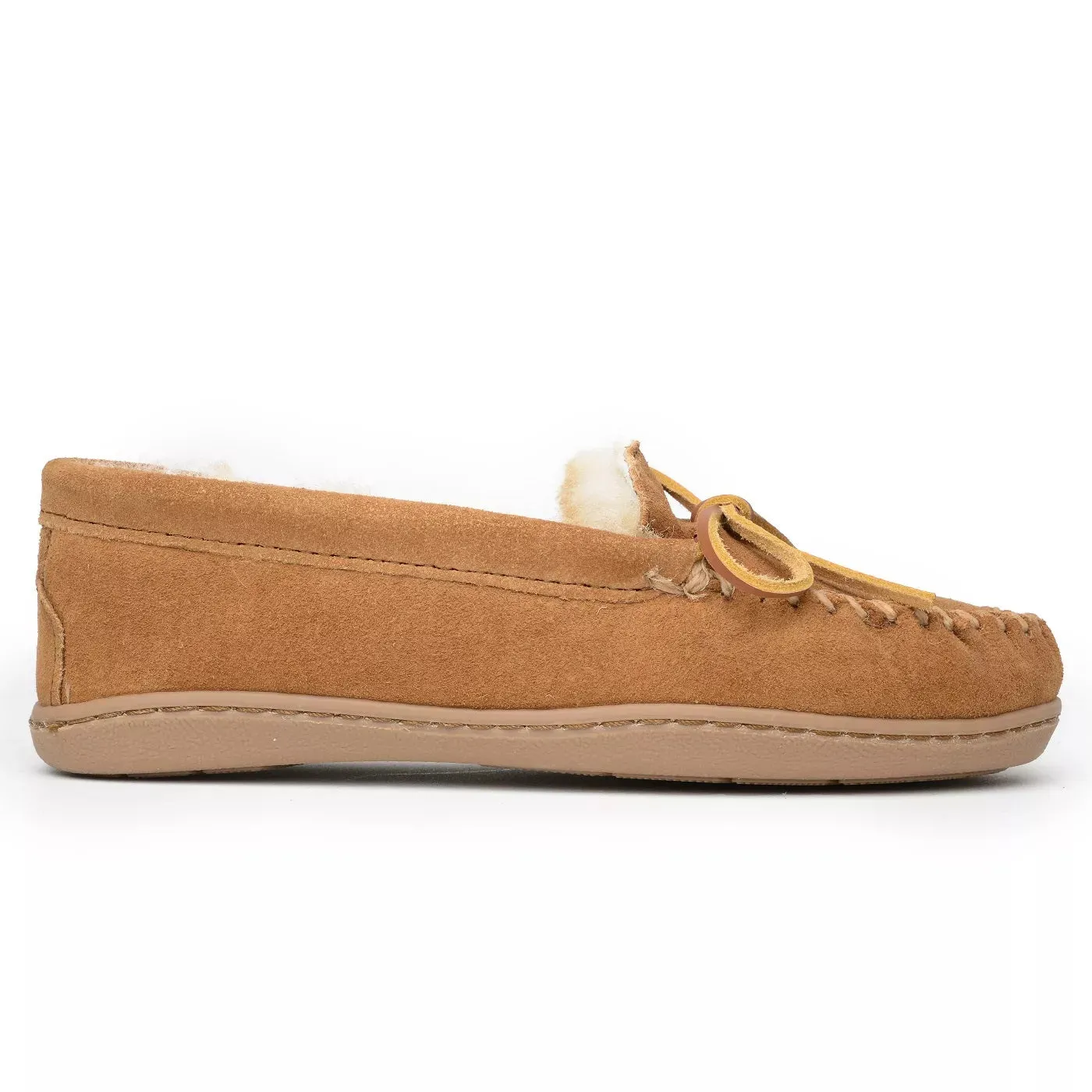 'Minnetonka' Men's Sheepskin Hardsole Moc Slipper - Tan