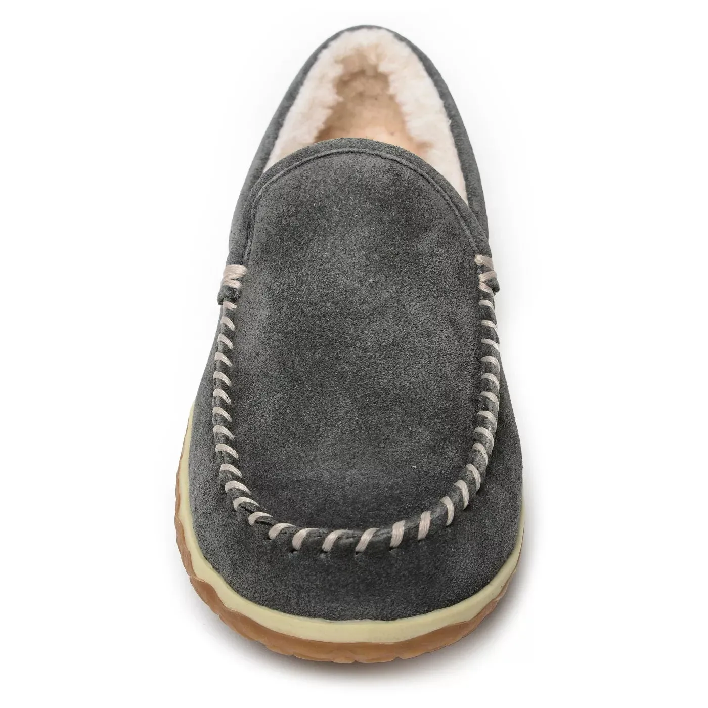 'Minnetonka' Men's Suede Tilden Moc Slipper - Grey