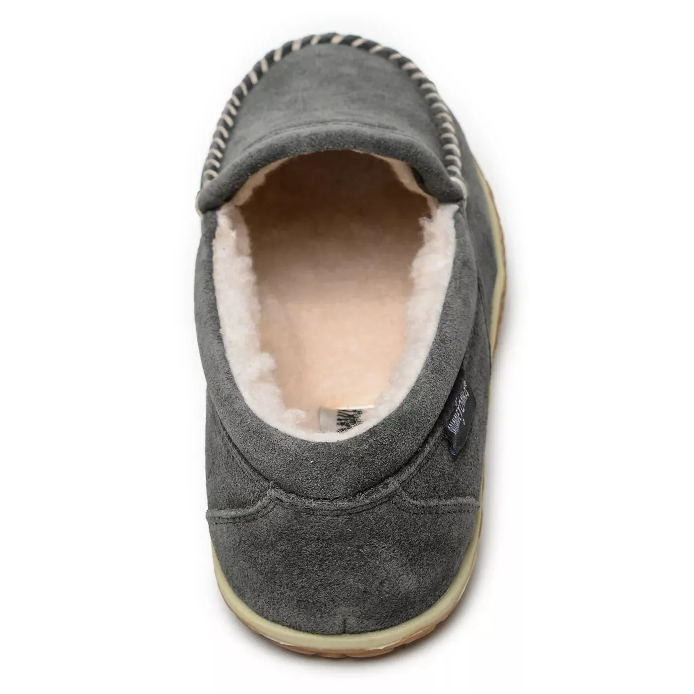 'Minnetonka' Men's Suede Tilden Moc Slipper - Grey