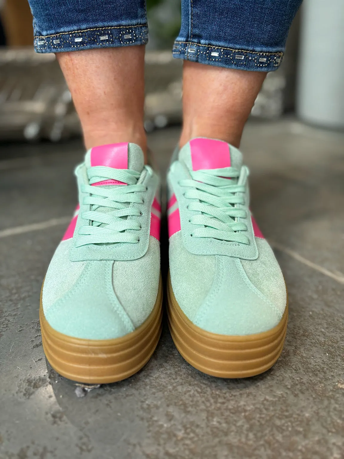 Mint Striped Designer Inspired Trainer