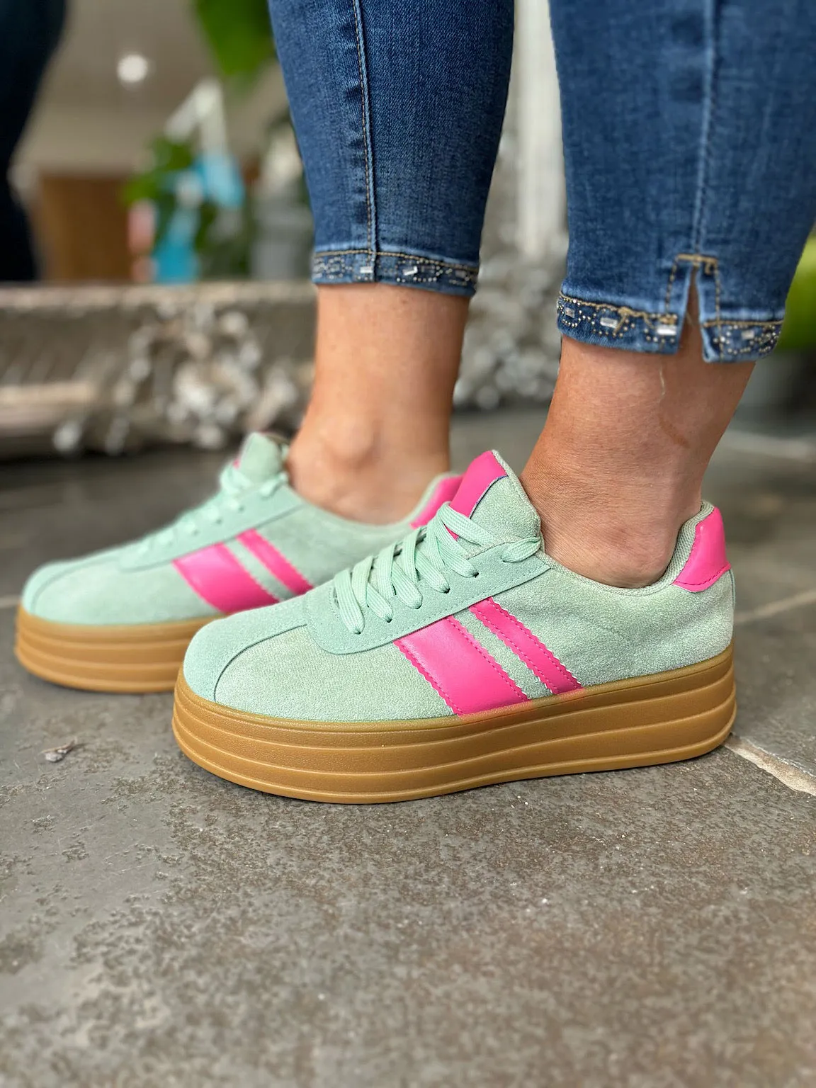 Mint Striped Designer Inspired Trainer