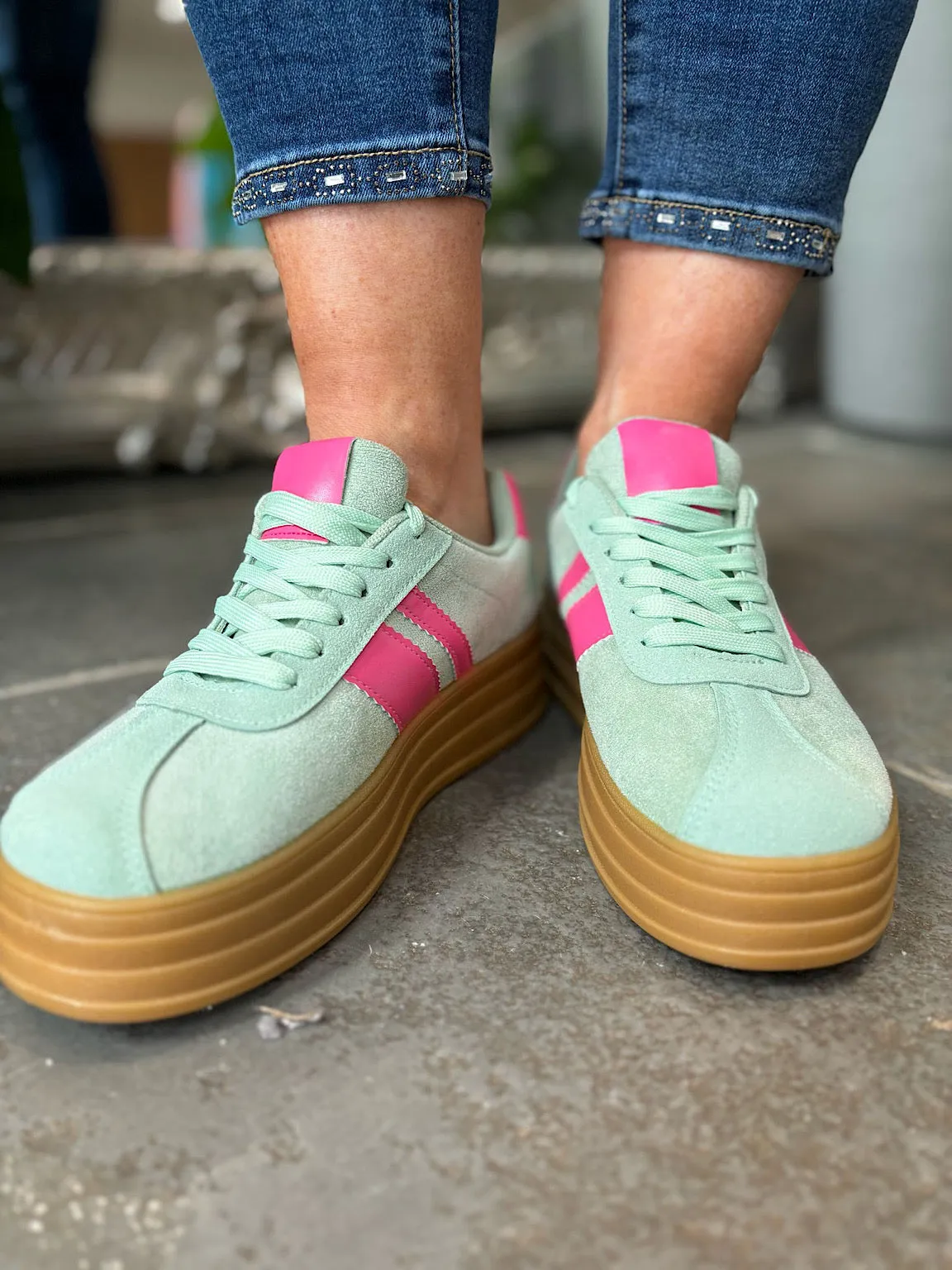 Mint Striped Designer Inspired Trainer