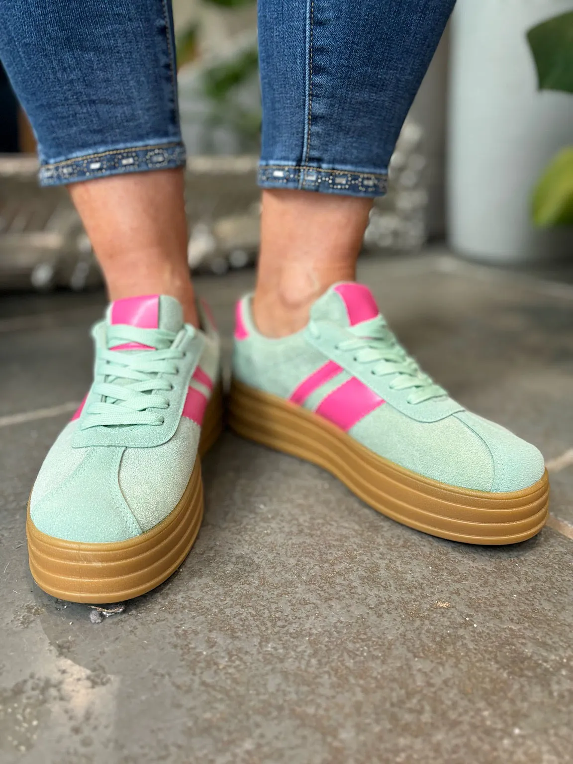 Mint Striped Designer Inspired Trainer