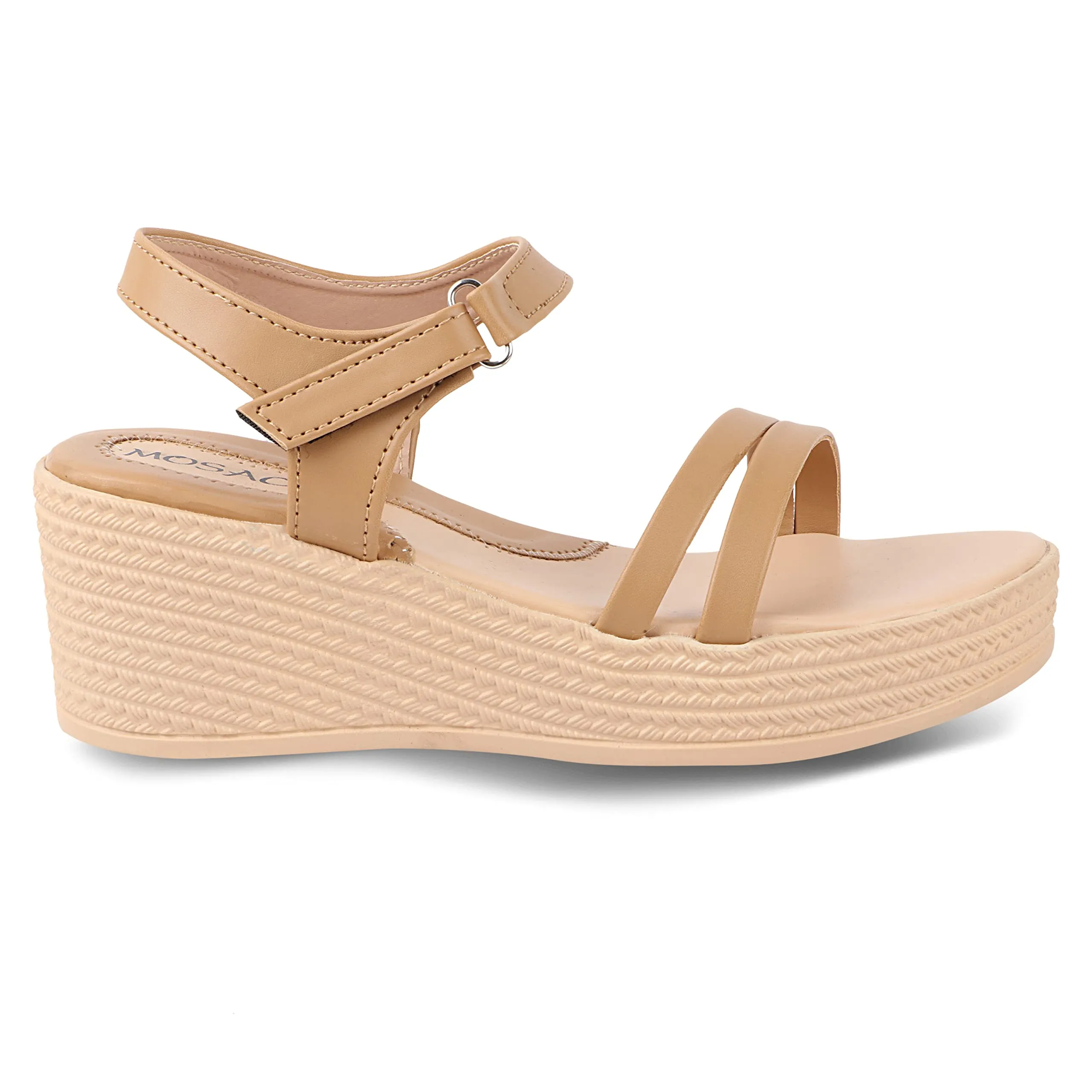 Mosac Women Beige Wedges Sandals Comfortable and Stylish Sandal Wedge