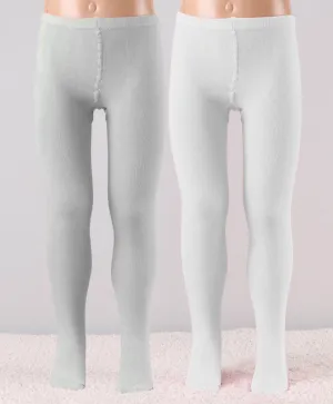 Mustang Combo Of 2 Cotton Blend Stockings: White & Grey