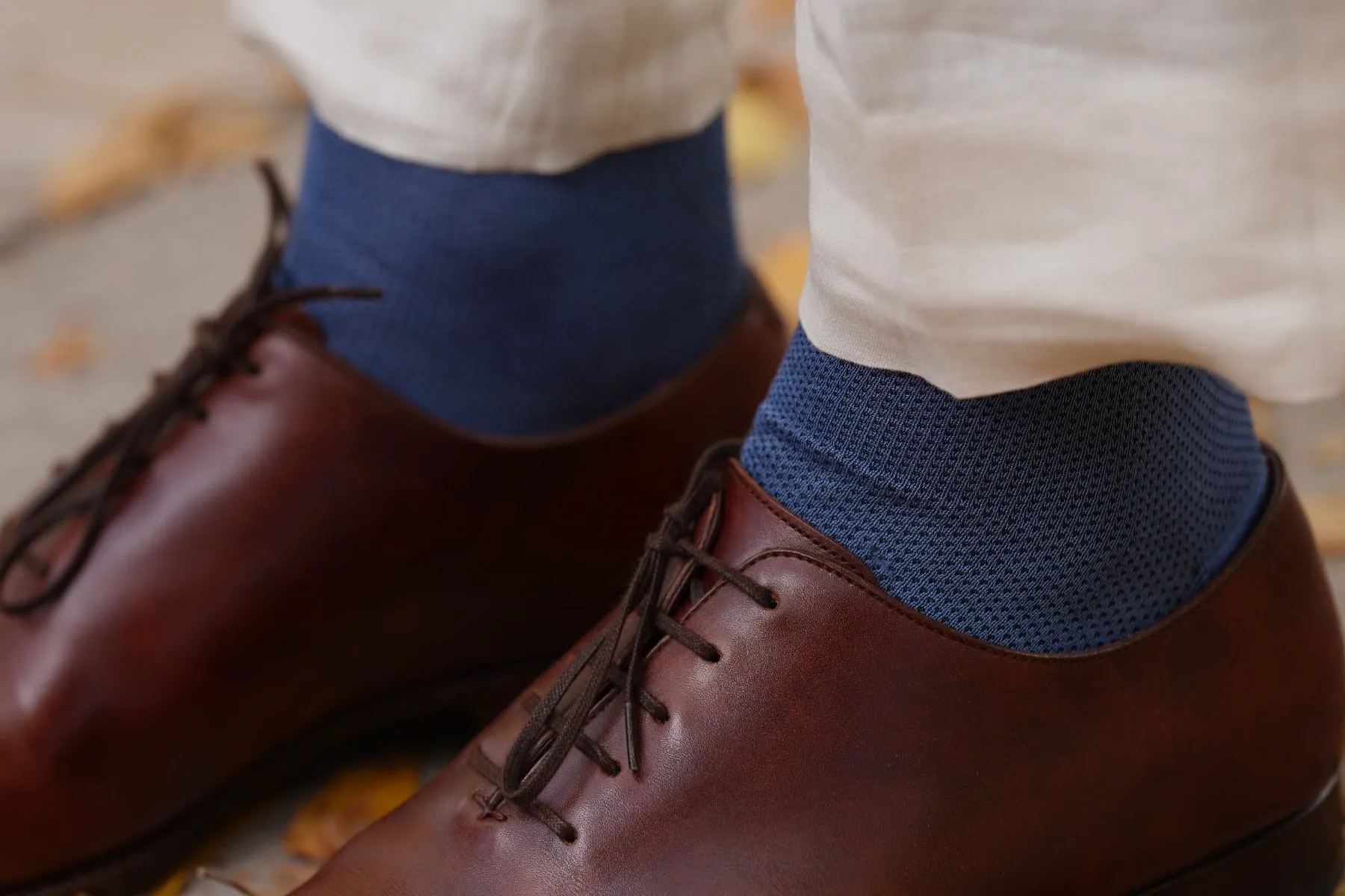 Navy Blue & Royal Blue Two-Tone Solid Socks