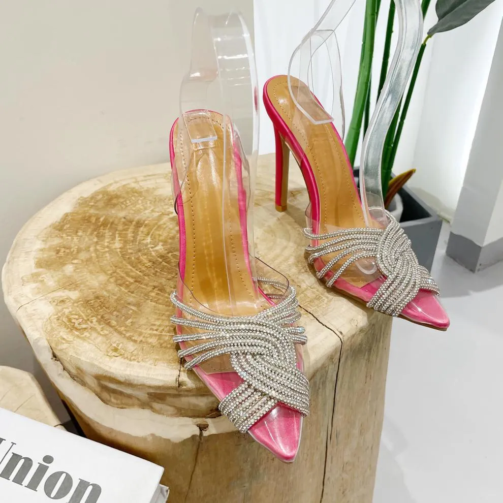 NewRhinestone Woven High Heel Pointed Toe Toots