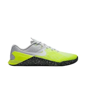 Nike Mens Metcon 3 Training Shoes Track Platinum/Black/Volt Green 852928-006 Size 9.5