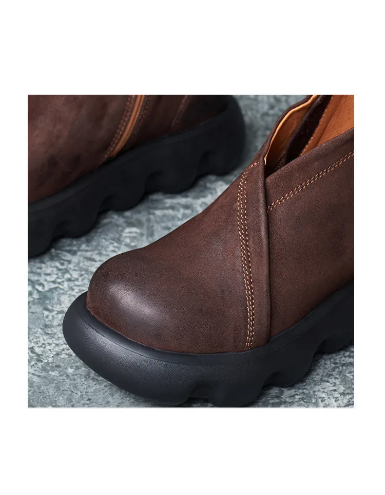 Non-slip Handmade Retro Leather Platform Boots