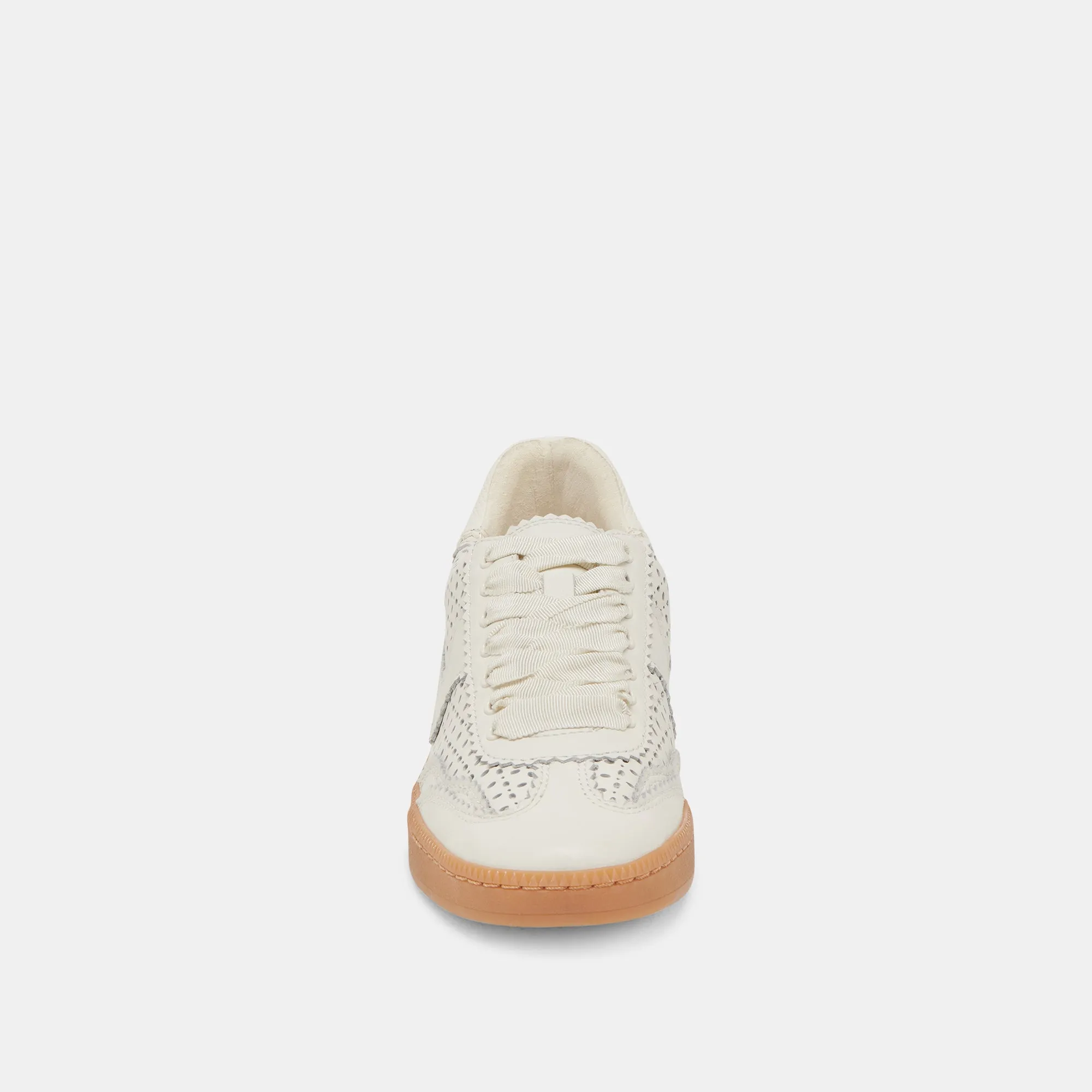 NOTICE EYELET PERF SNEAKERS WHITE LEATHER