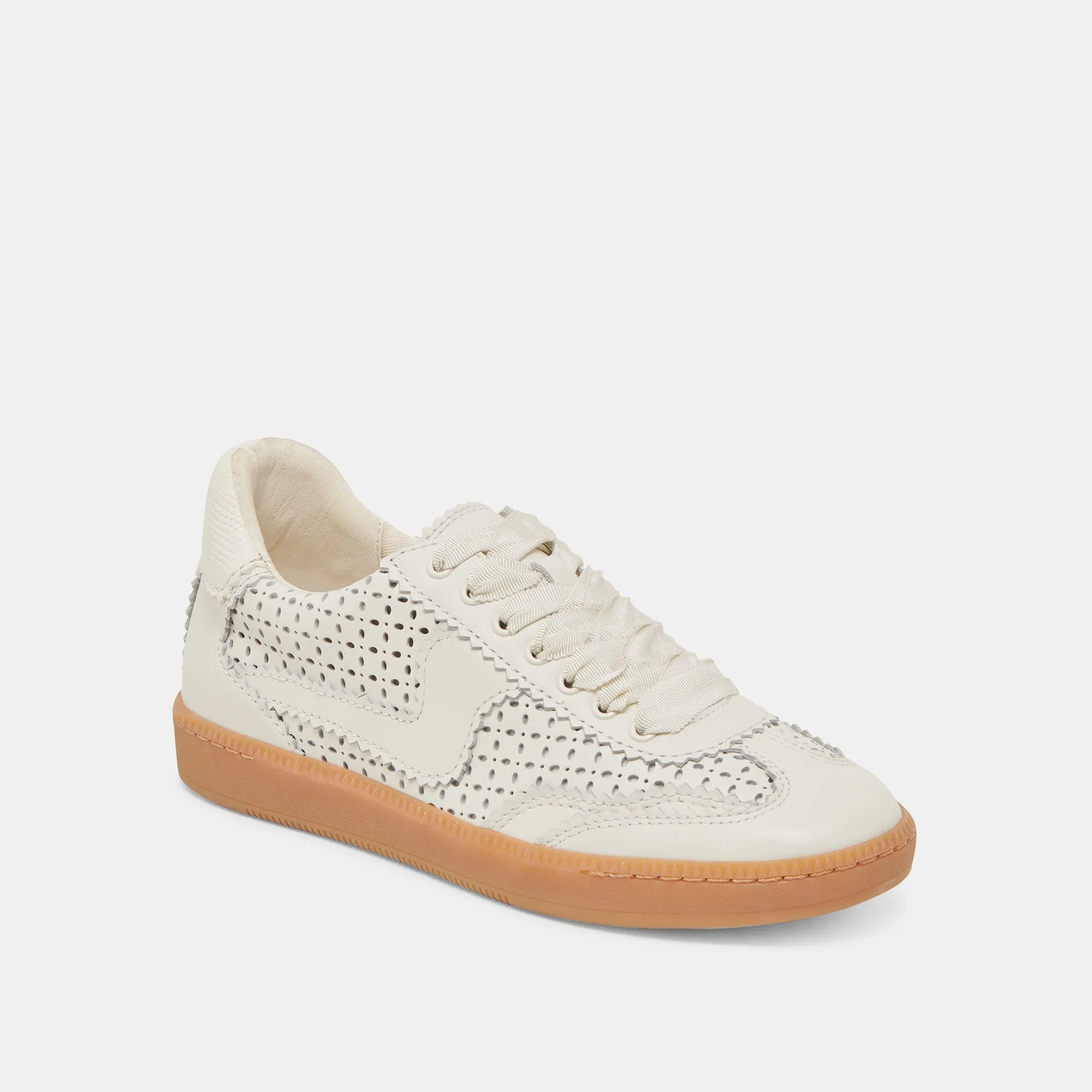 NOTICE EYELET PERF SNEAKERS WHITE LEATHER