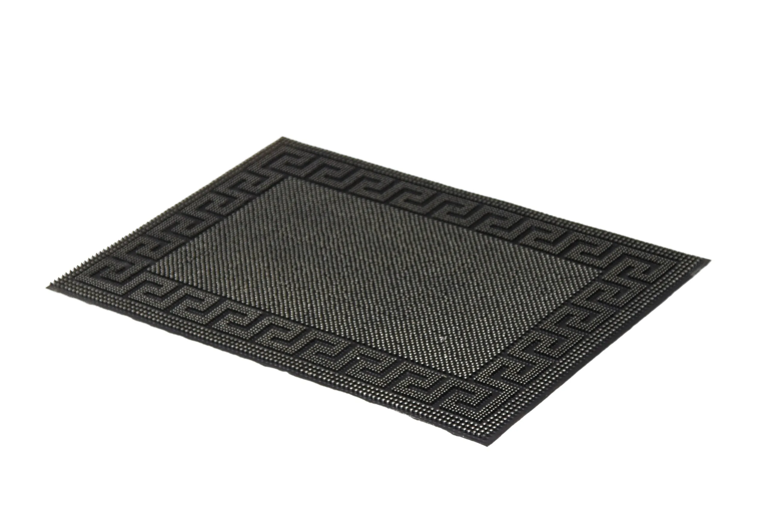 OnlyMat Lightweight Black Rubber Pin Mat with Designer Pattern Border - Indoor / Outdoor, Waterproof