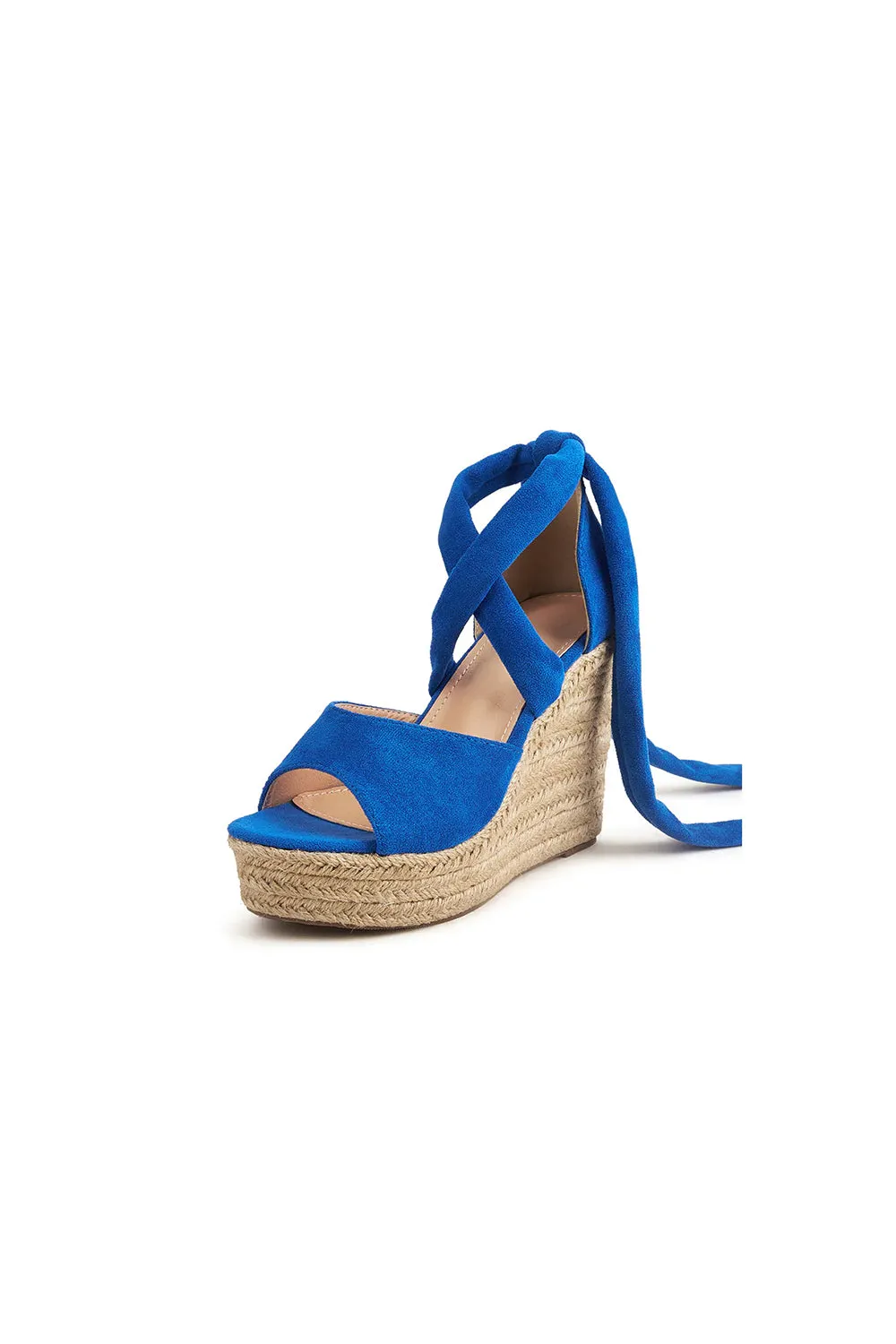 Outdoor Suede Peep Toe Wedge Heel Shoes With Lace-Up