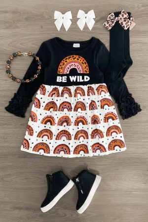 "Be Wild" Leopard Doodle Rainbow Dress