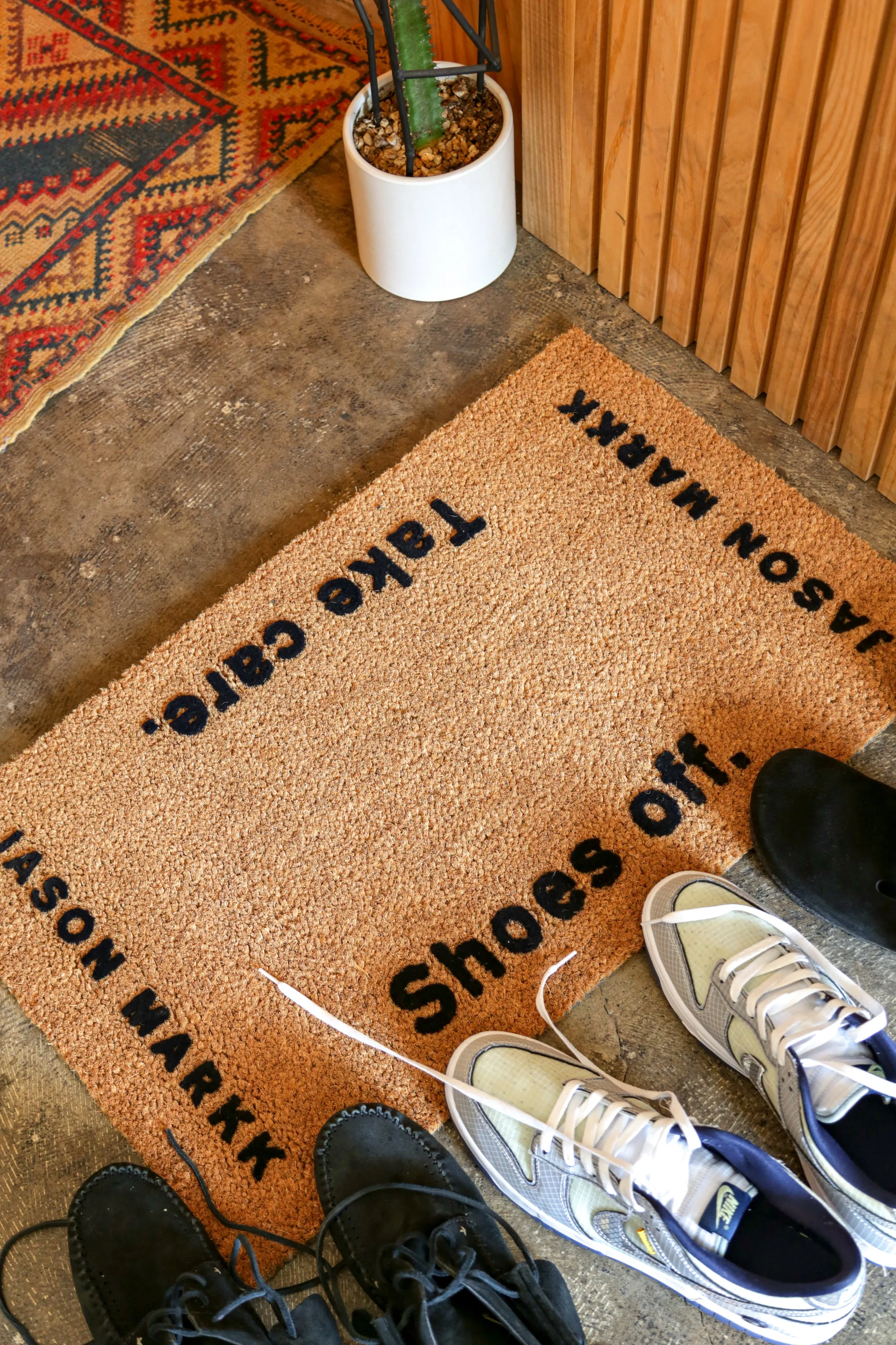 "Shoes Off" Welcome Mat