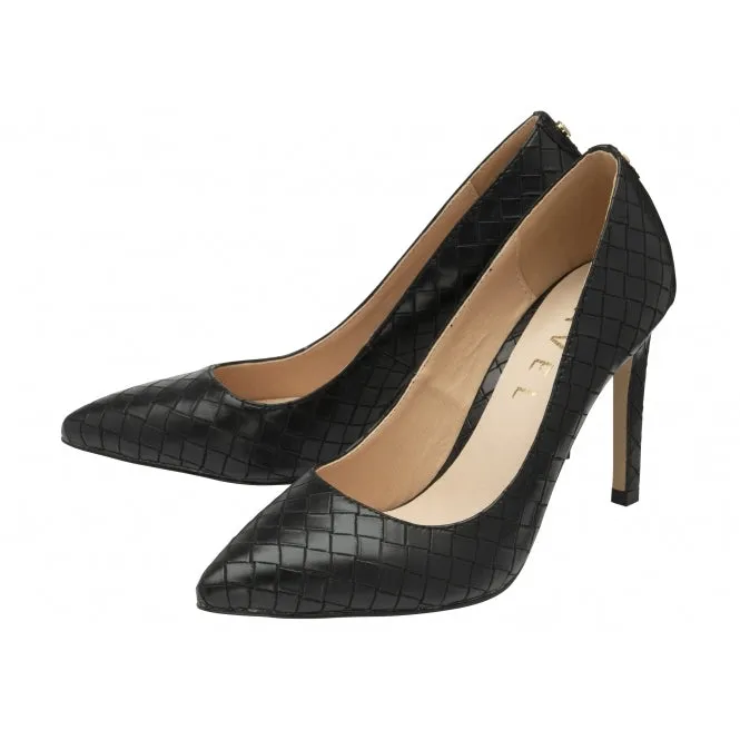 Ravel Black Embossed Edson Pointed Toe Court Shoe RLS555BX1