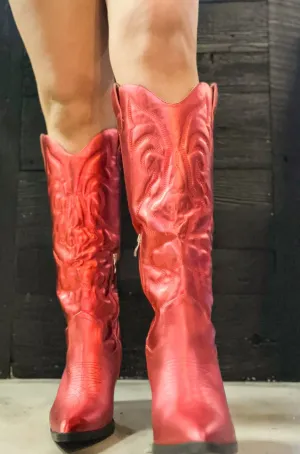 Red Hot Metallic Cowgirl Boots