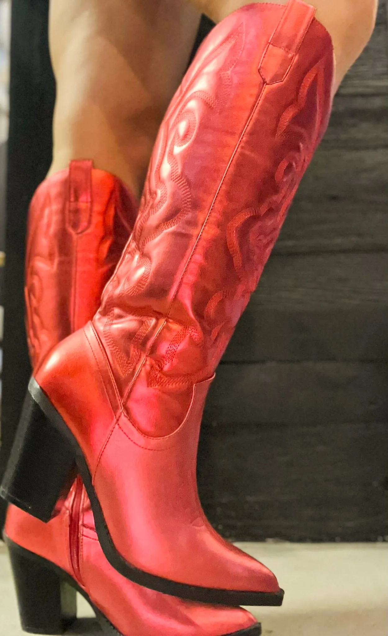 Red Hot Metallic Cowgirl Boots