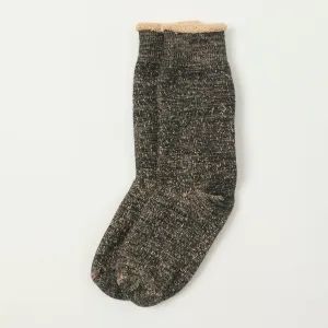 RoToTo Double Face Crew Sock - Black/Brown