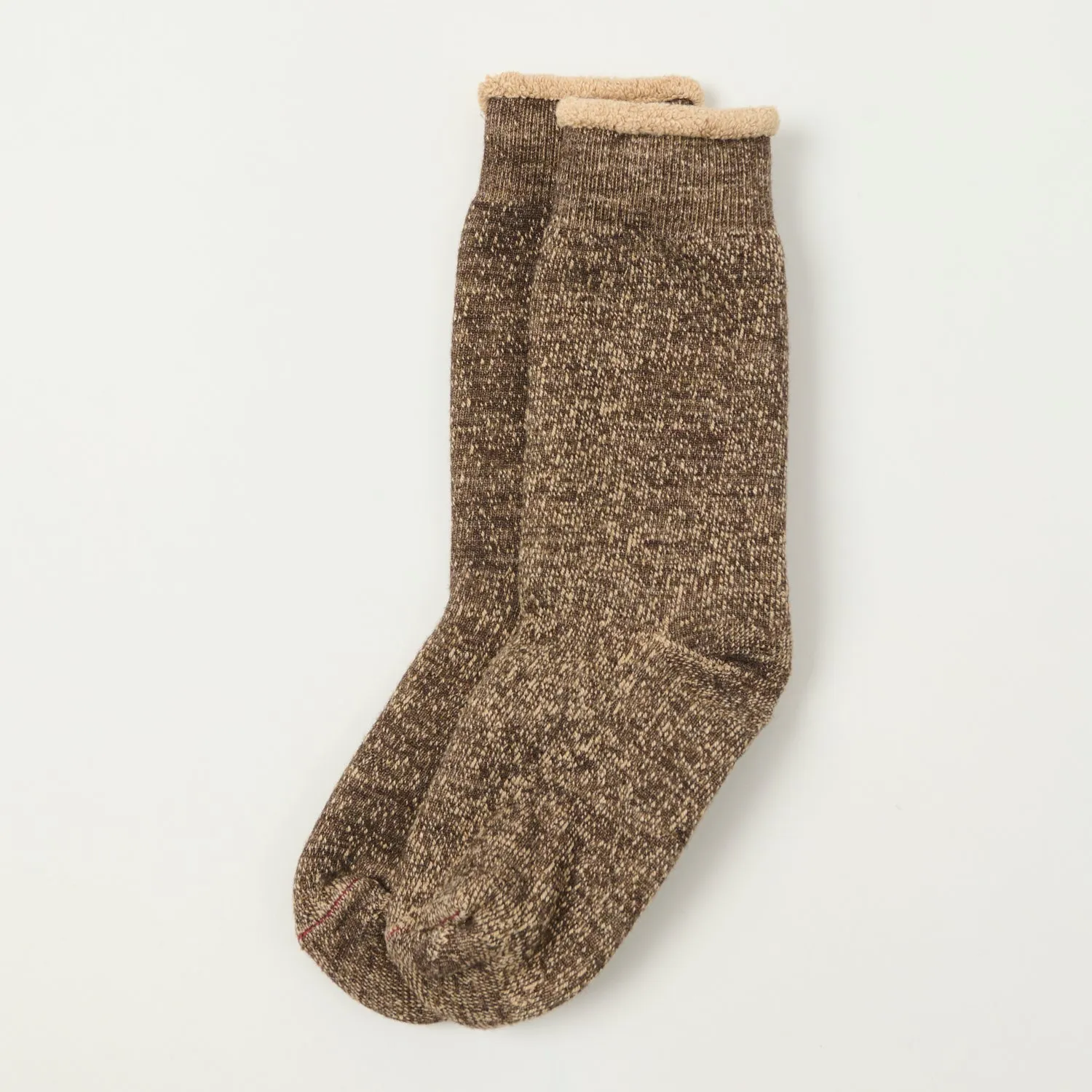 RoToTo Double Face Crew Sock - Brown/Dark Brown