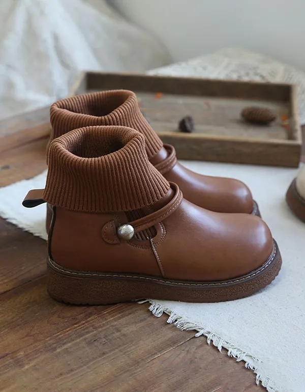 Round Head Handmade Retro Boots Winter