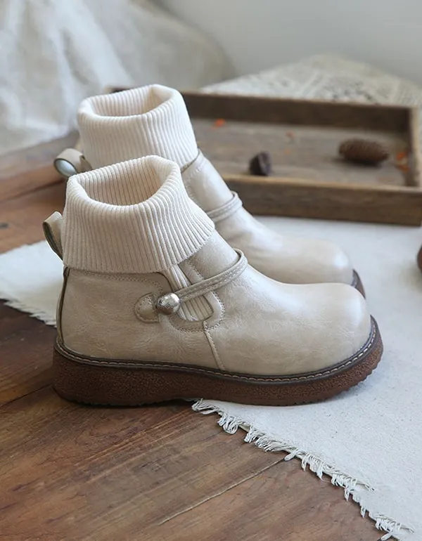 Round Head Handmade Retro Boots Winter