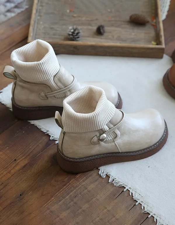 Round Head Handmade Retro Boots Winter