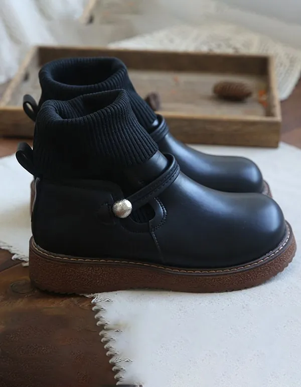 Round Head Handmade Retro Boots Winter